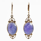 Tanzanite 16.82 mm 17.76 carats Rosecut 14K Handcrafted Filigree Gemstone Earrings - CCO-370 - Crystalarium