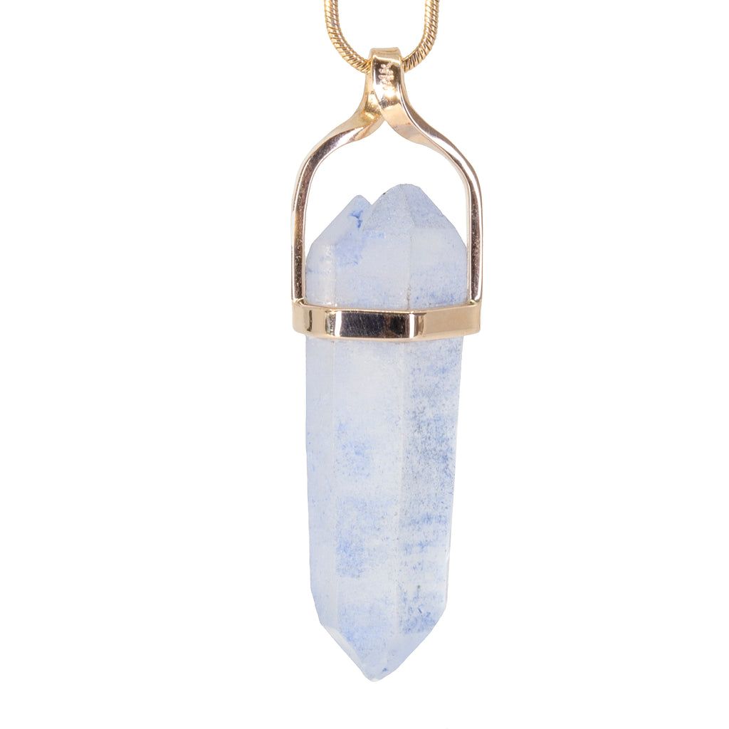 Dumortierite in Quartz 25.63 carat 14k Handcrafted Natural Crystal Twist Pendant - JJO-048 - Crystalarium