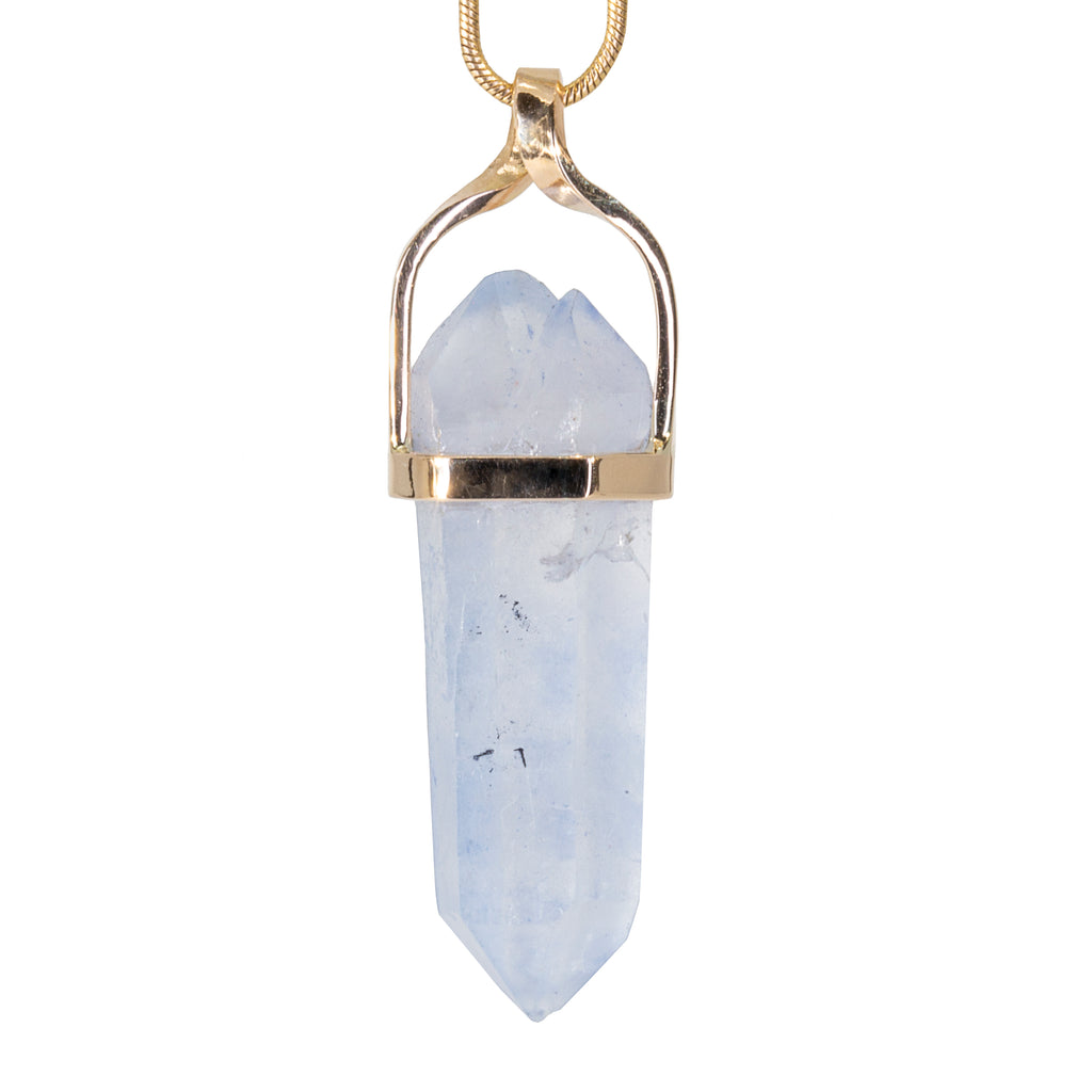 Dumortierite in Quartz 25.63 carat 14k Handcrafted Natural Crystal Twist Pendant - JJO-048 - Crystalarium