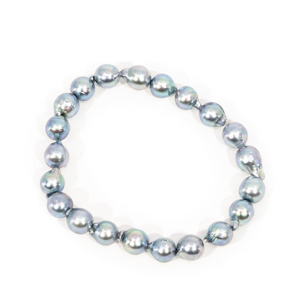 Blue Dyed Pearl 8mm Free Form Beaded Bracelet - LLW-014 - Crystalarium