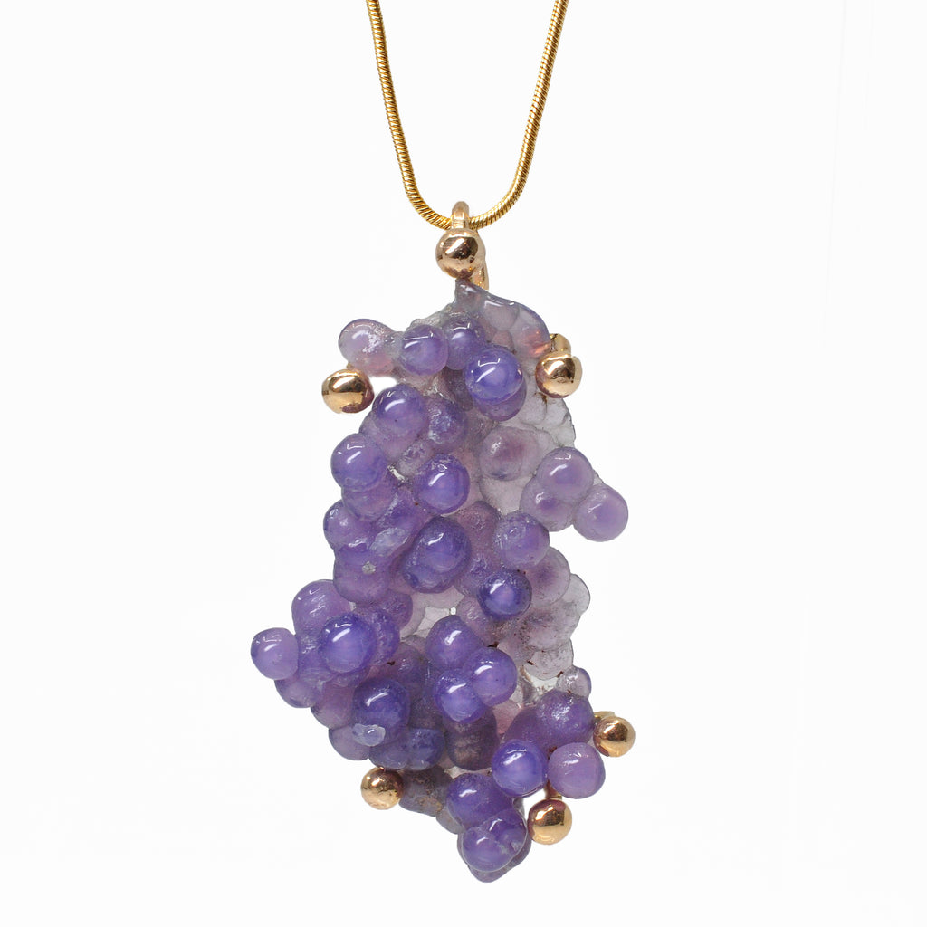 Botryoidal "Grape Agate" 1.72 inch 33.87 carats Polished Freeform 14K Handcrafted Gemstone Pendant - EEO-111 - Crystalarium