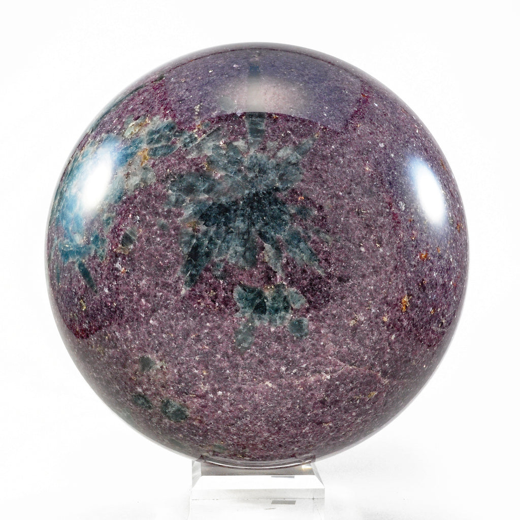 Lepidolite 8 inch 26.5 lbs Polished Crystal Sphere with Aquamarine - MSCON-166 - Crystalarium
