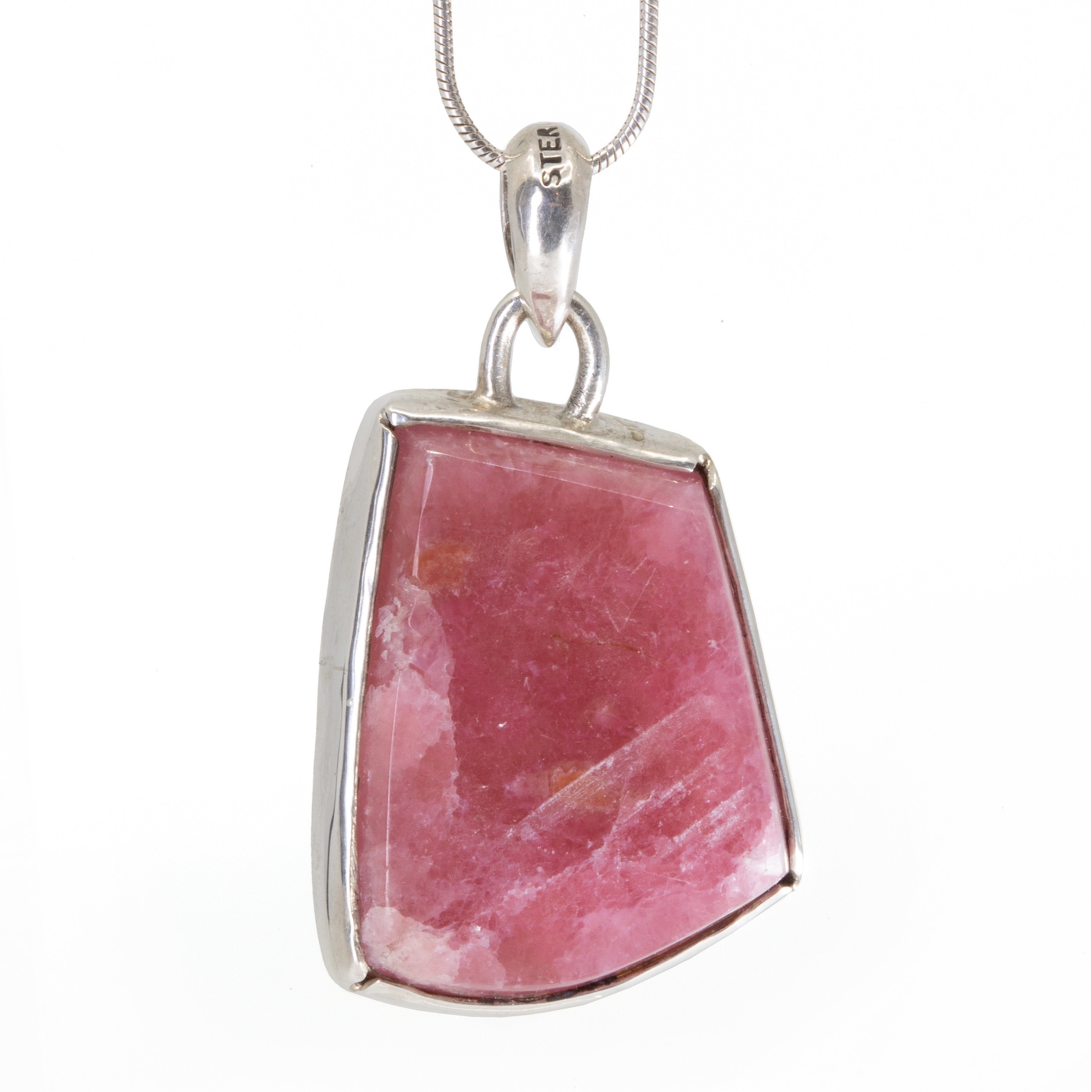 Rhodochrosite 37.03 ct Sterling Silver Handcrafted Pendant - EEO-075 - Crystalarium