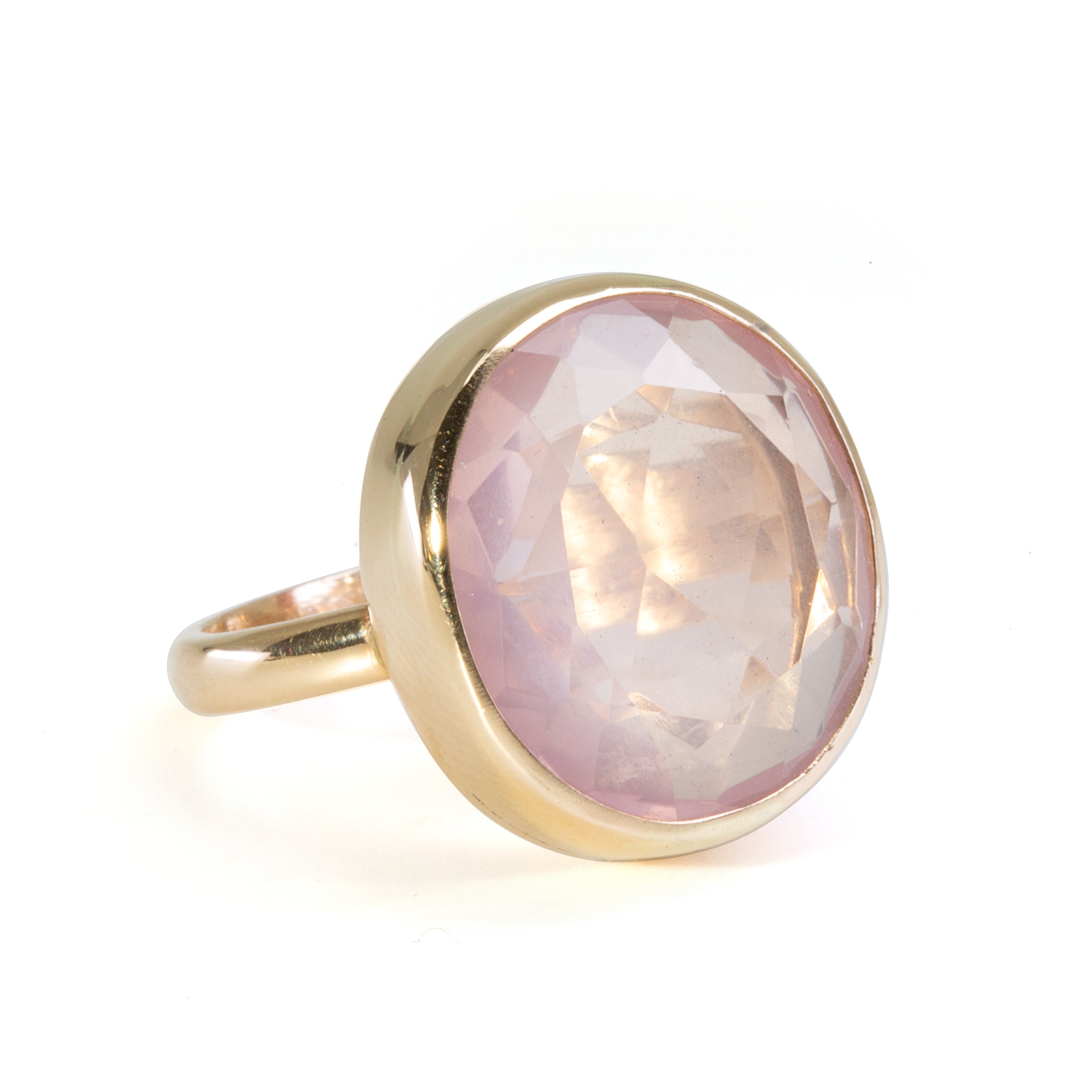 Rose Quartz 10.65 carat Handcrafted 14k Rosecut Ring - EEO-173 - Crystalarium