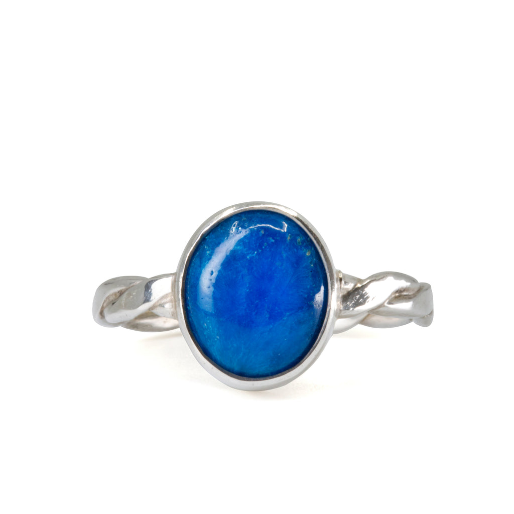 Cavansite 3.1ct Cabochon Handcrafted Sterling Silver Ring - EEO-185 - Crystalarium