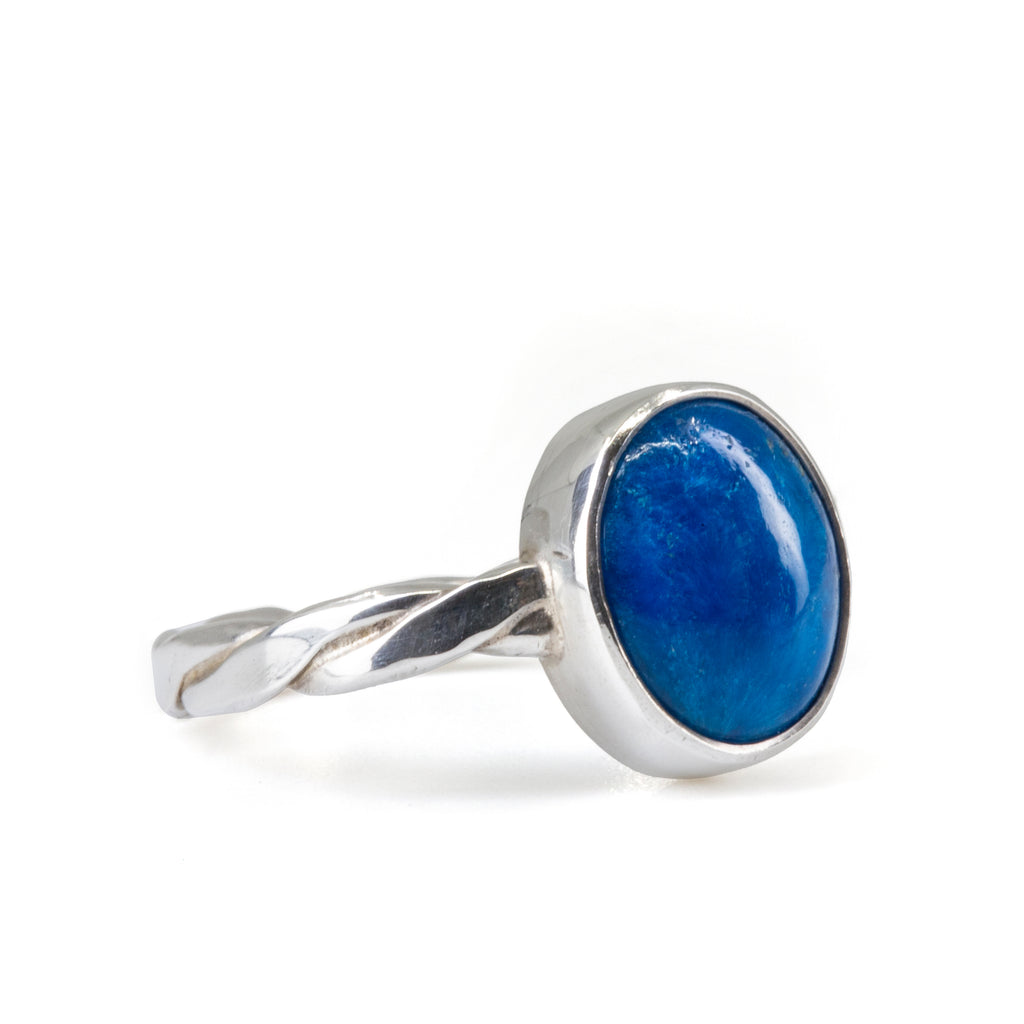 Cavansite 3.1ct Cabochon Handcrafted Sterling Silver Ring - EEO-185 - Crystalarium