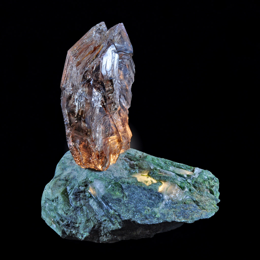 Elestial Quartz on Custom Fuchsite 9 inch 8.27 lbs Natural Crystal Lightbase - DDX-371 - Crystalarium