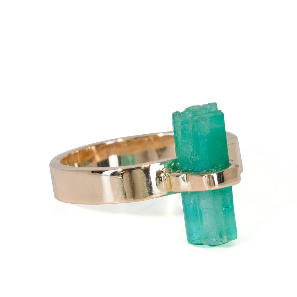 Emerald 3.52 Carat Natural Crystal Handcrafted 14k Ring - JJO-213 - Crystalarium