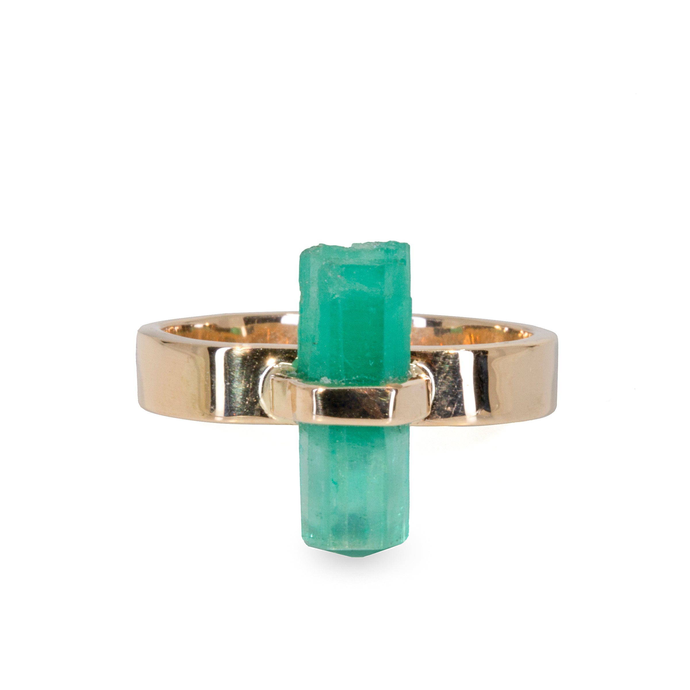 Emerald 3.52 Carat Natural Crystal Handcrafted 14k Ring - JJO-213 - Crystalarium