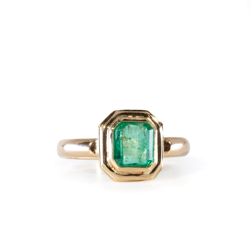 Emerald .99 carat Handcrafted 14k Ring - HHO-129 - Crystalarium