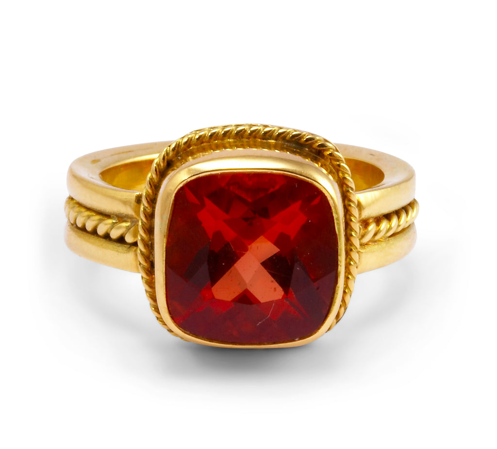 Faceted Oregon Sunstone 3.28ct Handcrafted 18kt Gemstone Ring - ZO-014 - Crystalarium
