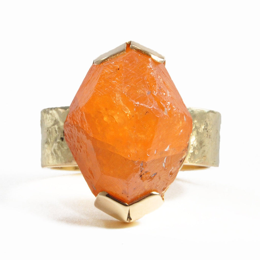 Spessartine Garnet 19.78 mm 27.06 ct Natural Crystal 14K Handcrafted Gemstone Ring - CCO-230 - Crystalarium