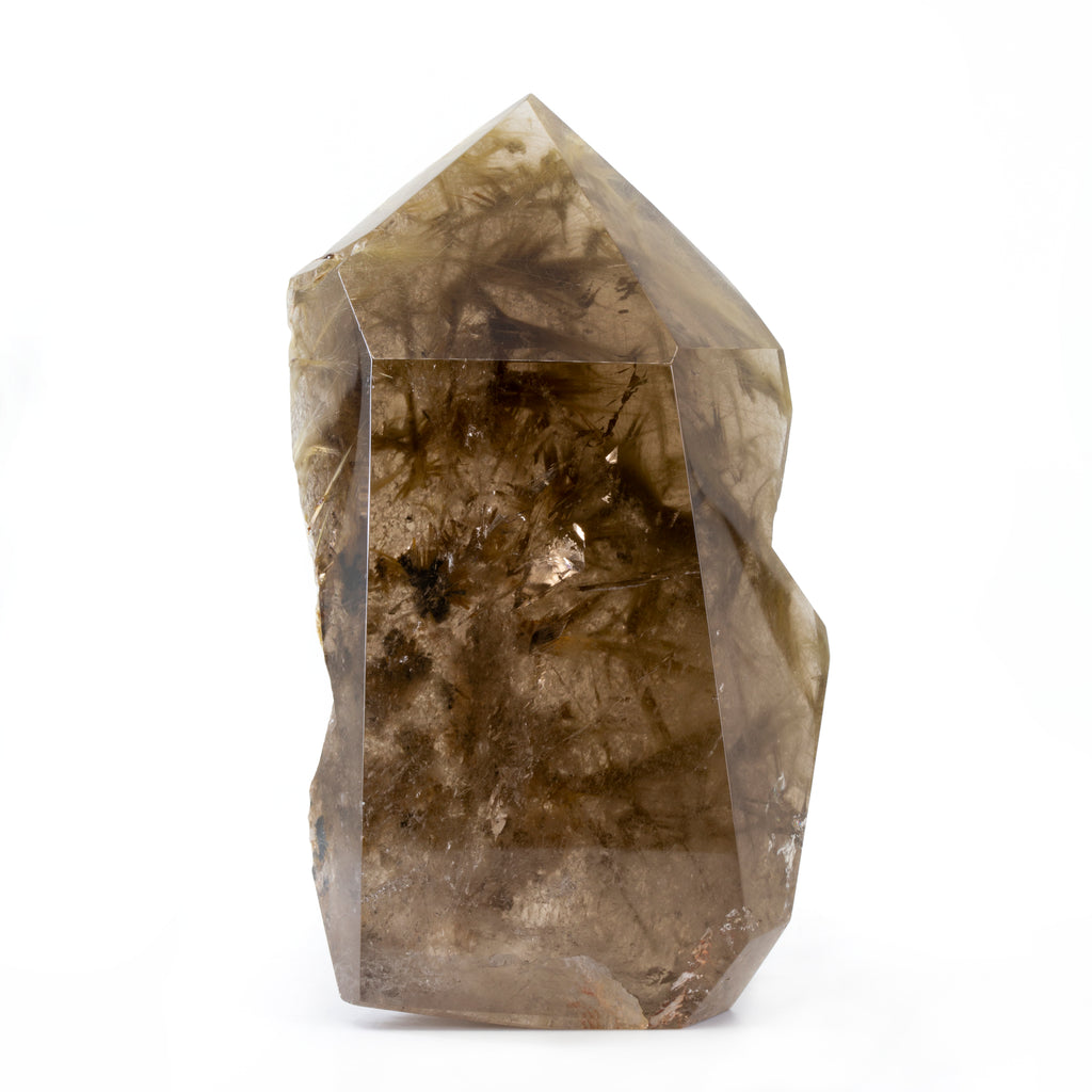 Smoky Rutilated Quartz 5.5" 1.59lb Partial Polished Crystal - Brazil - FFH-104 - Crystalarium