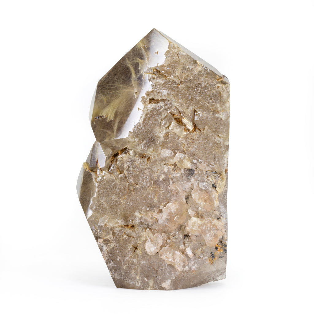 Smoky Rutilated Quartz 5.5" 1.59lb Partial Polished Crystal - Brazil - FFH-104 - Crystalarium