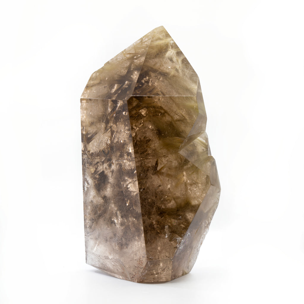 Smoky Rutilated Quartz 5.5" 1.59lb Partial Polished Crystal - Brazil - FFH-104 - Crystalarium