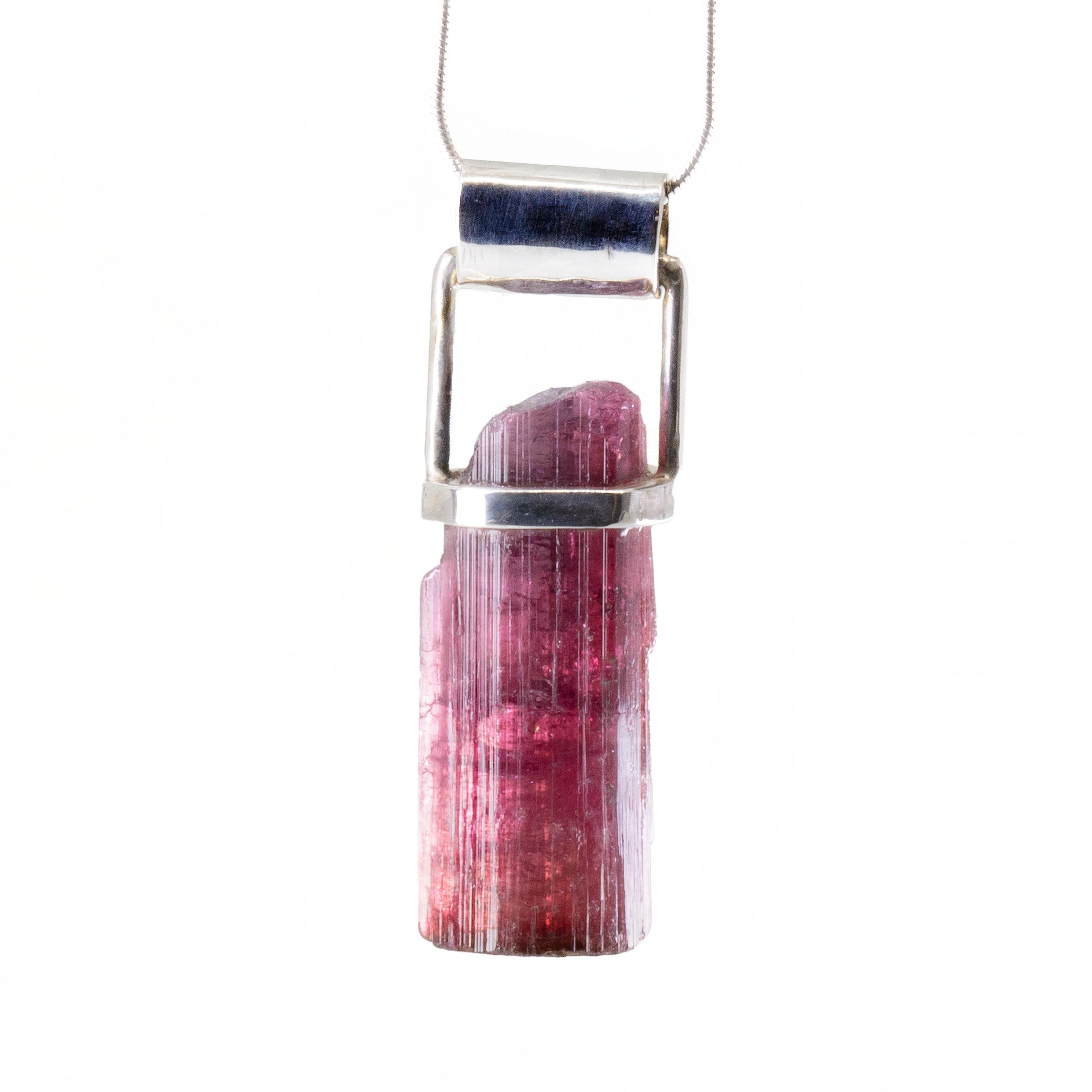 Rubelite Tourmaline 24.65ct Handcrafted Sterling Silver Tube Pendant - FFO-010 - Crystalarium