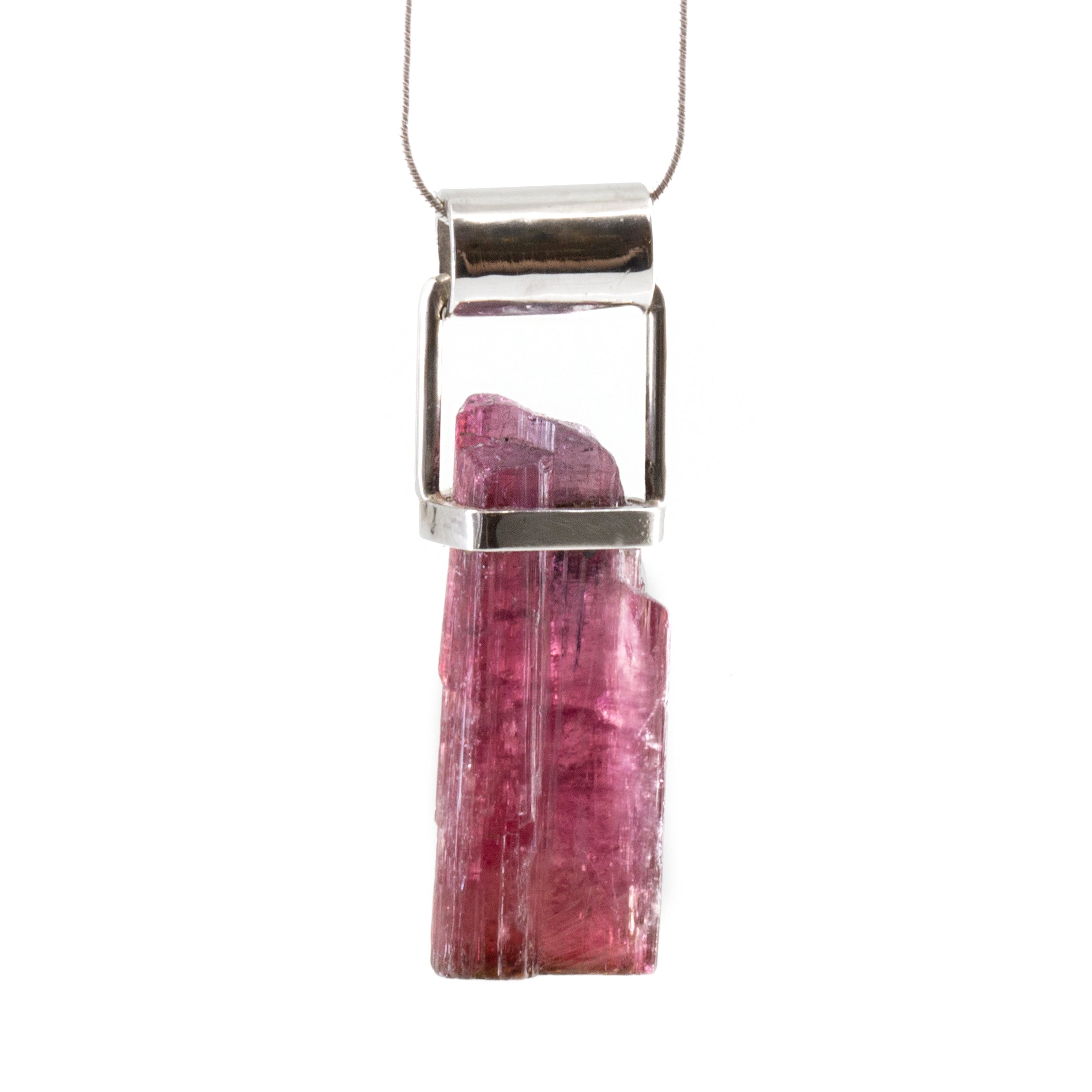 Rubelite Tourmaline 24.65ct Handcrafted Sterling Silver Tube Pendant - FFO-010 - Crystalarium