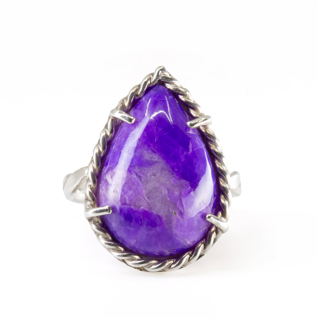 Sugilite 4.76 ct Pear Shape Cabochon Handcrafted Sterling Silver Ring - FFO-124 - Crystalarium