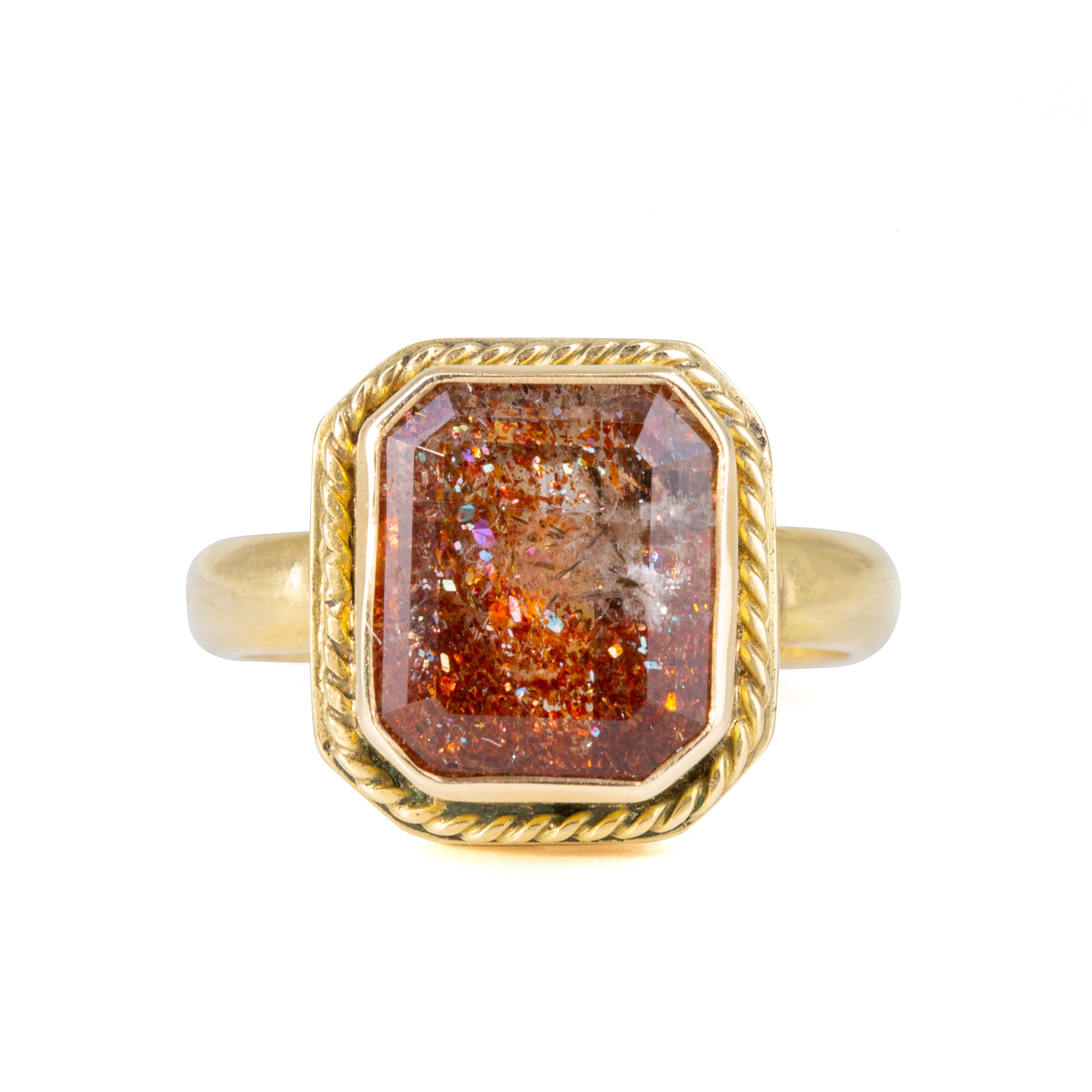 Tanzanian Sunstone 6 carat Handcrafted 14k Faceted Gemstone Ring - FFO-171 - Crystalarium