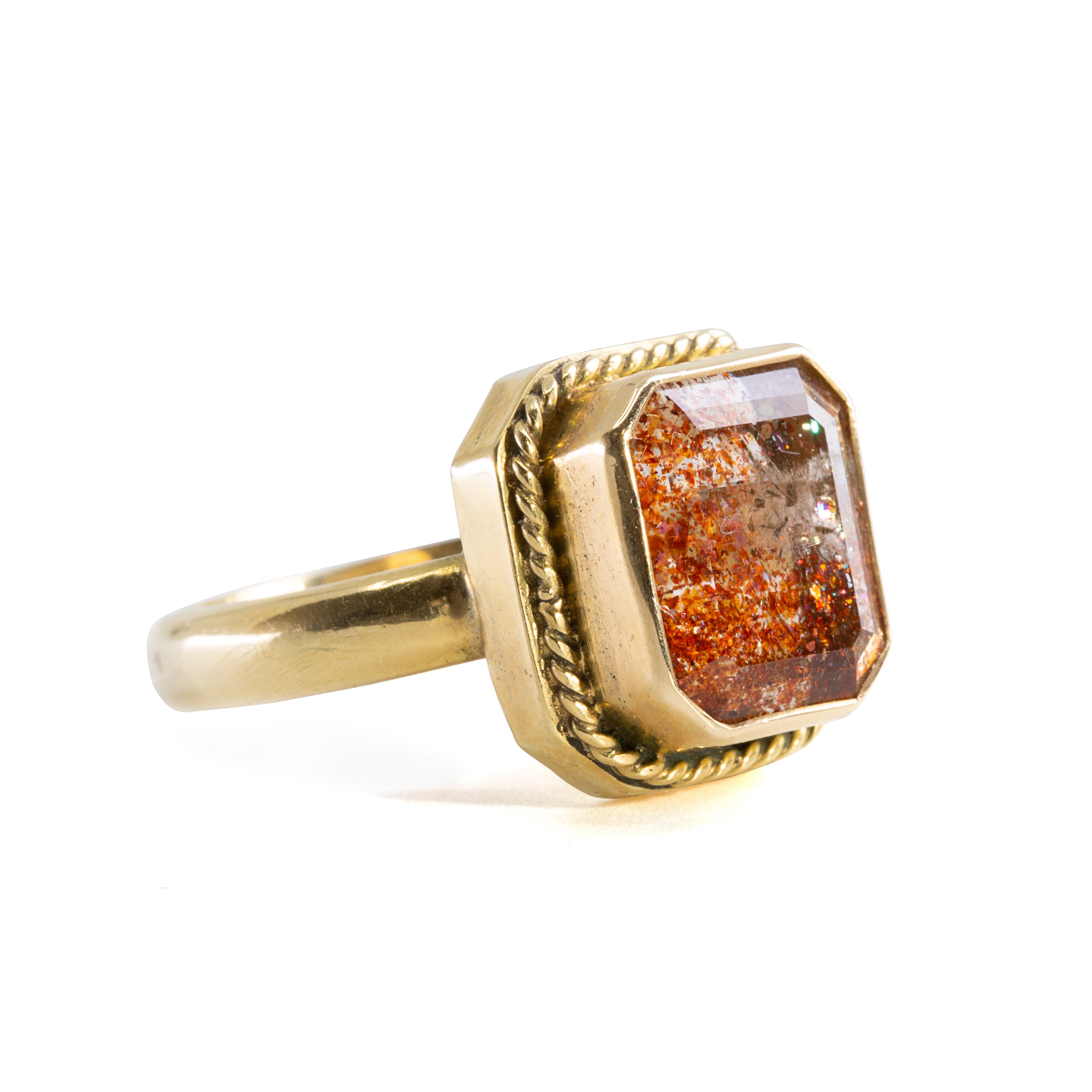 Tanzanian Sunstone 6 carat Handcrafted 14k Faceted Gemstone Ring - FFO-171 - Crystalarium