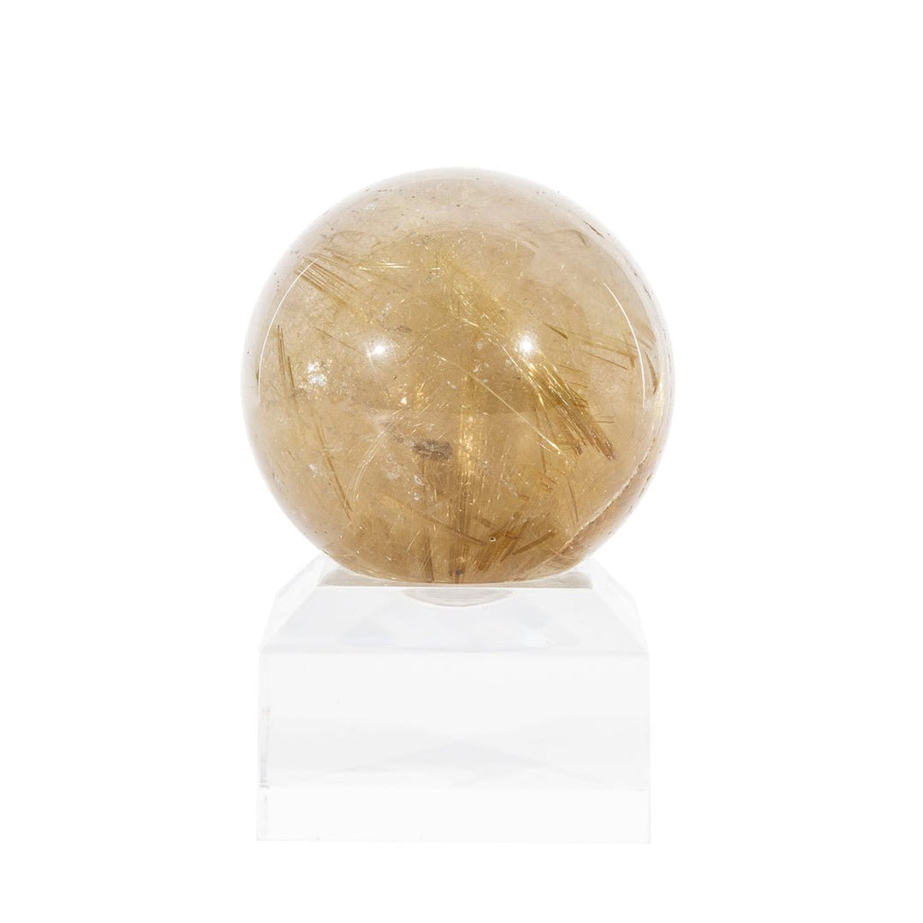 Gold Rutile in Quartz 1.68 Inch 108 Gram Polished Crystal Sphere - KKL-062 - Crystalarium