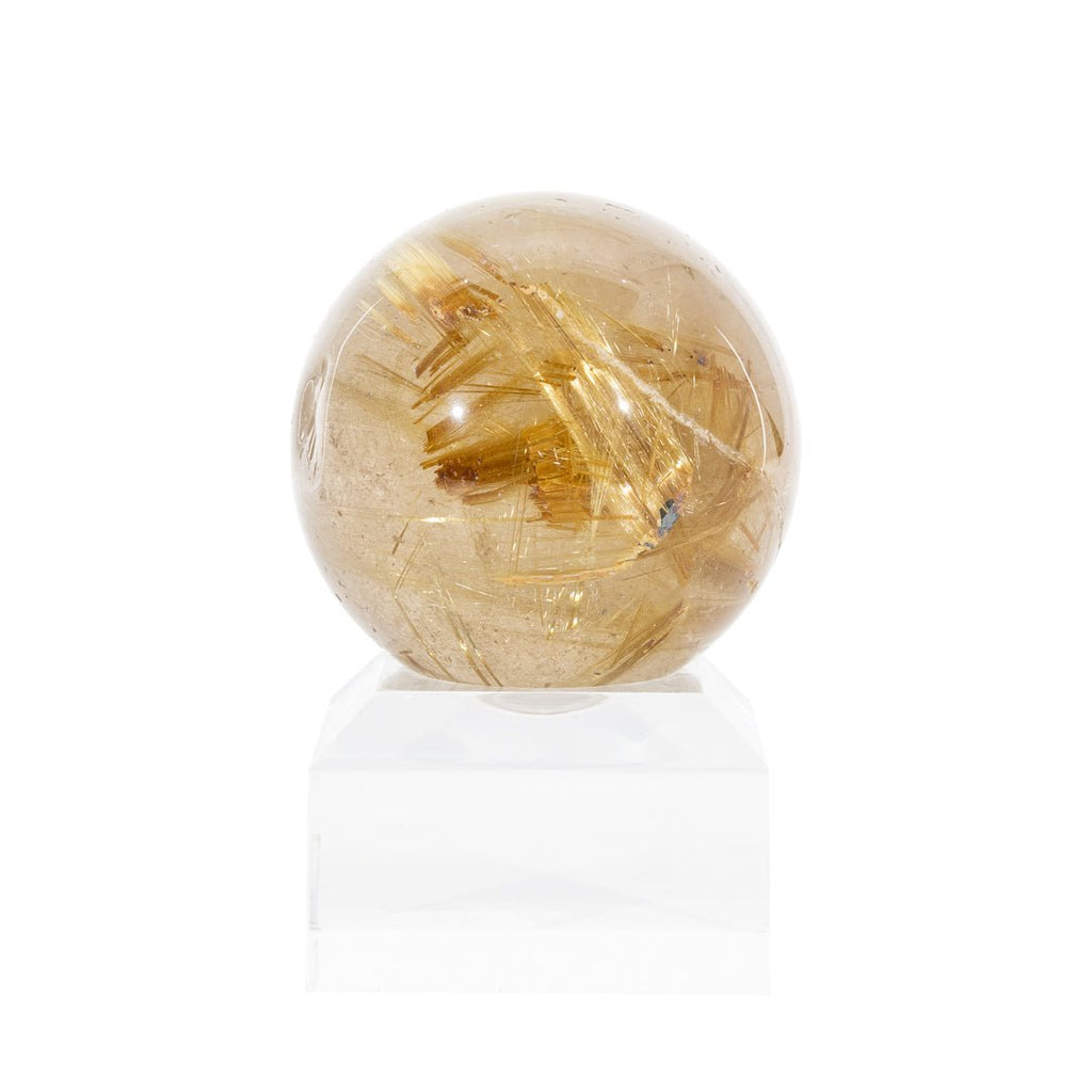 Gold Rutile in Quartz 1.68 Inch 108 Gram Polished Crystal Sphere - KKL-062 - Crystalarium