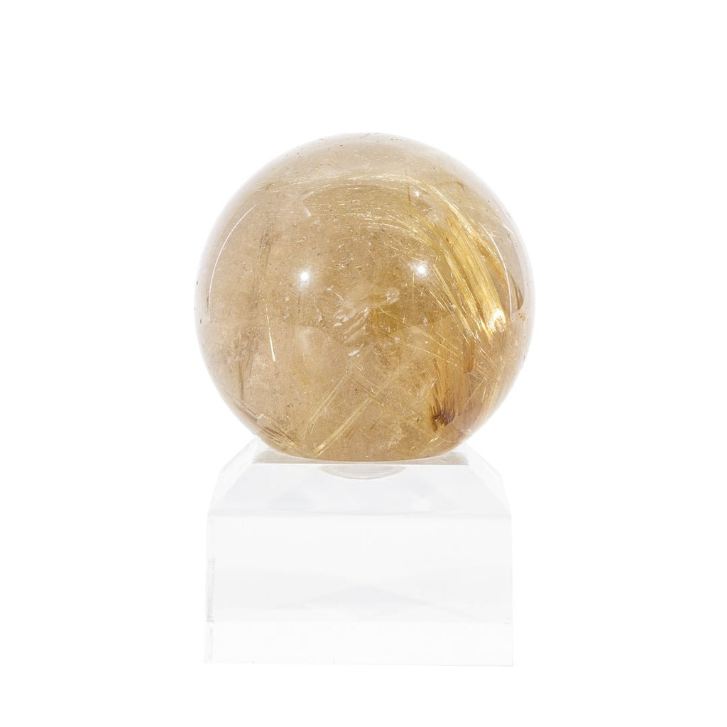 Gold Rutile in Quartz 1.68 Inch 108 Gram Polished Crystal Sphere - KKL-062 - Crystalarium
