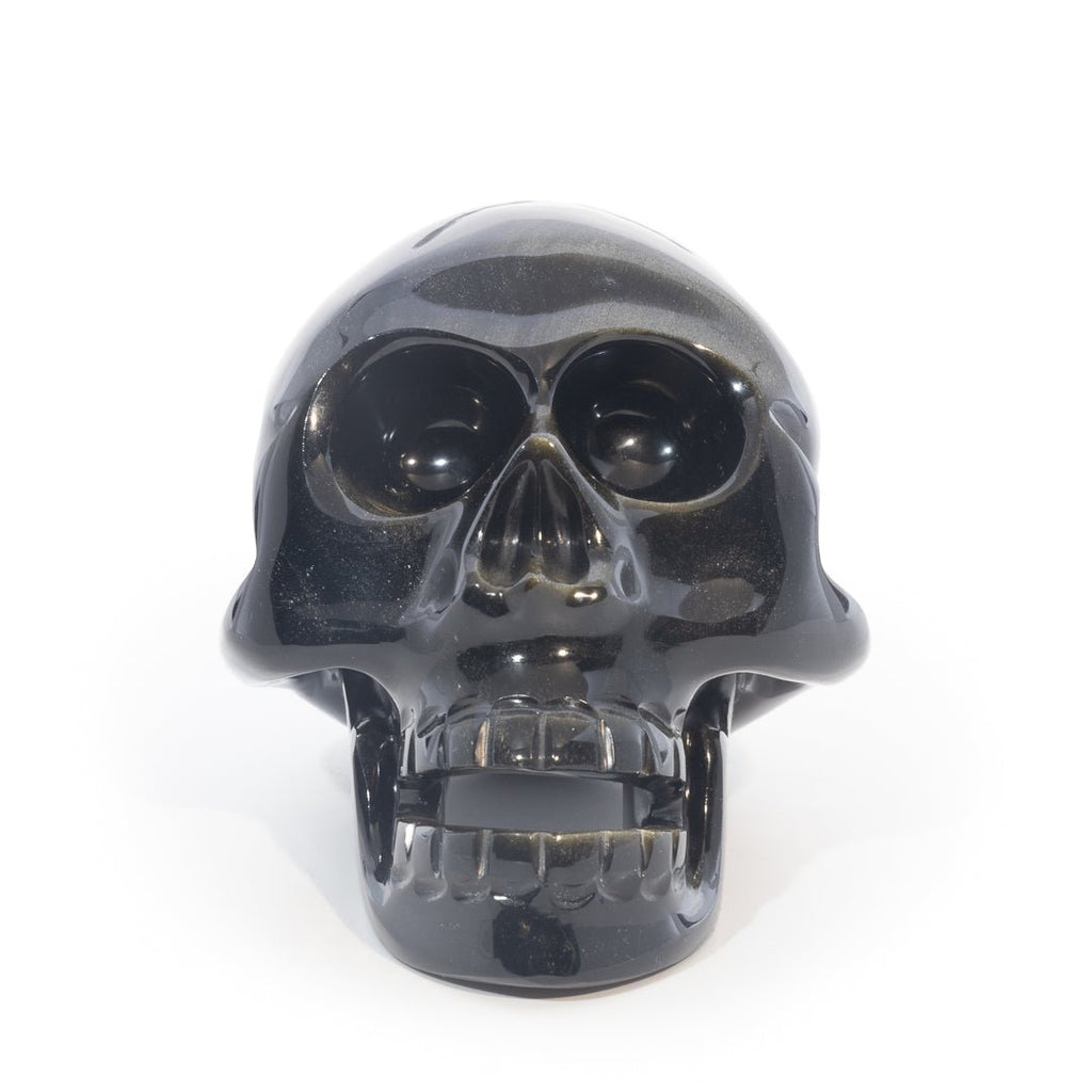 Gold Sheen Obsidian 4.1 Inch 1.04lb Hand Carved Crystal Skull - Mexico - LLF-003A - Crystalarium