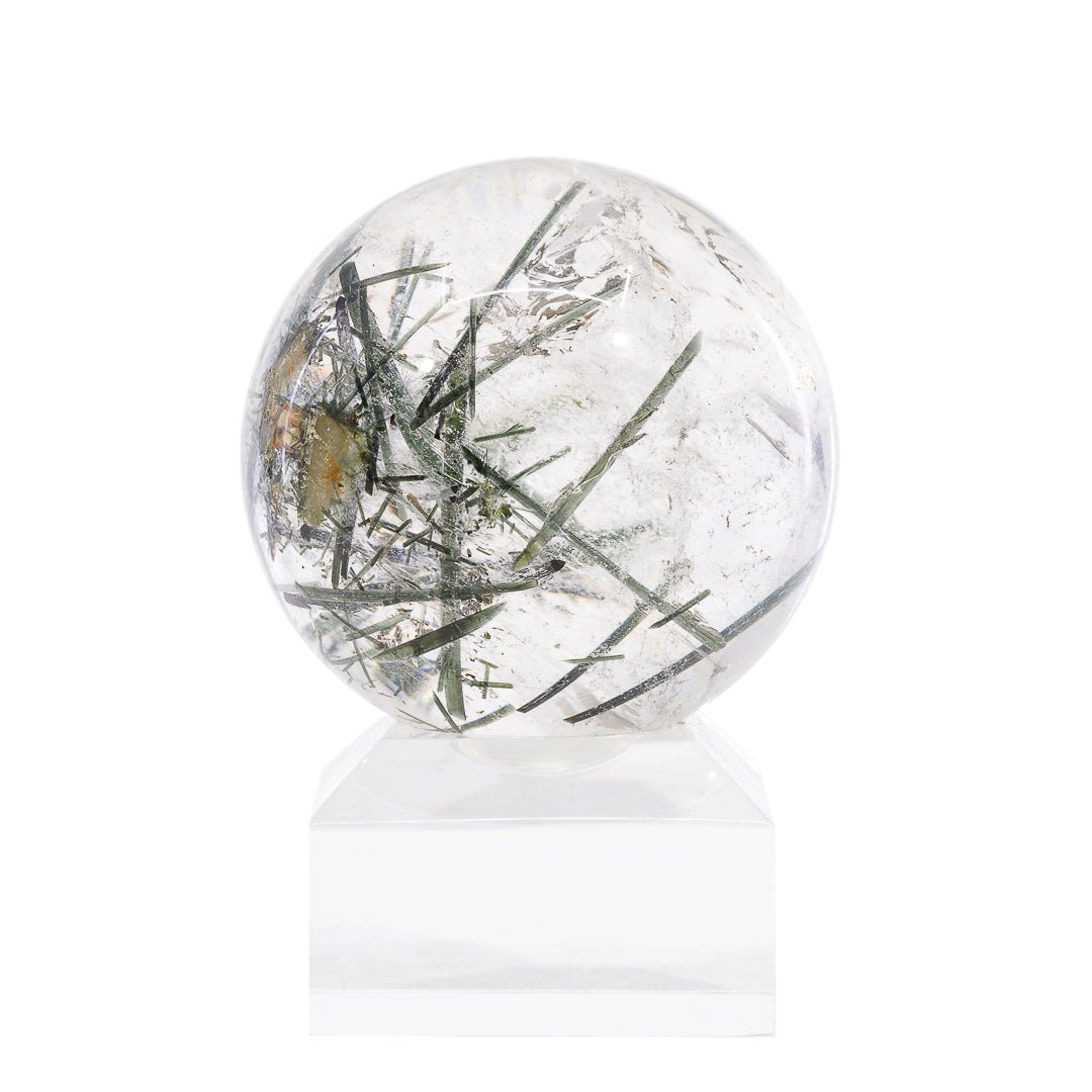 Green Tourmaline in Quartz 1.9 Inch 176.3 Gram Polished Crystal Sphere - KKL-076 - Crystalarium