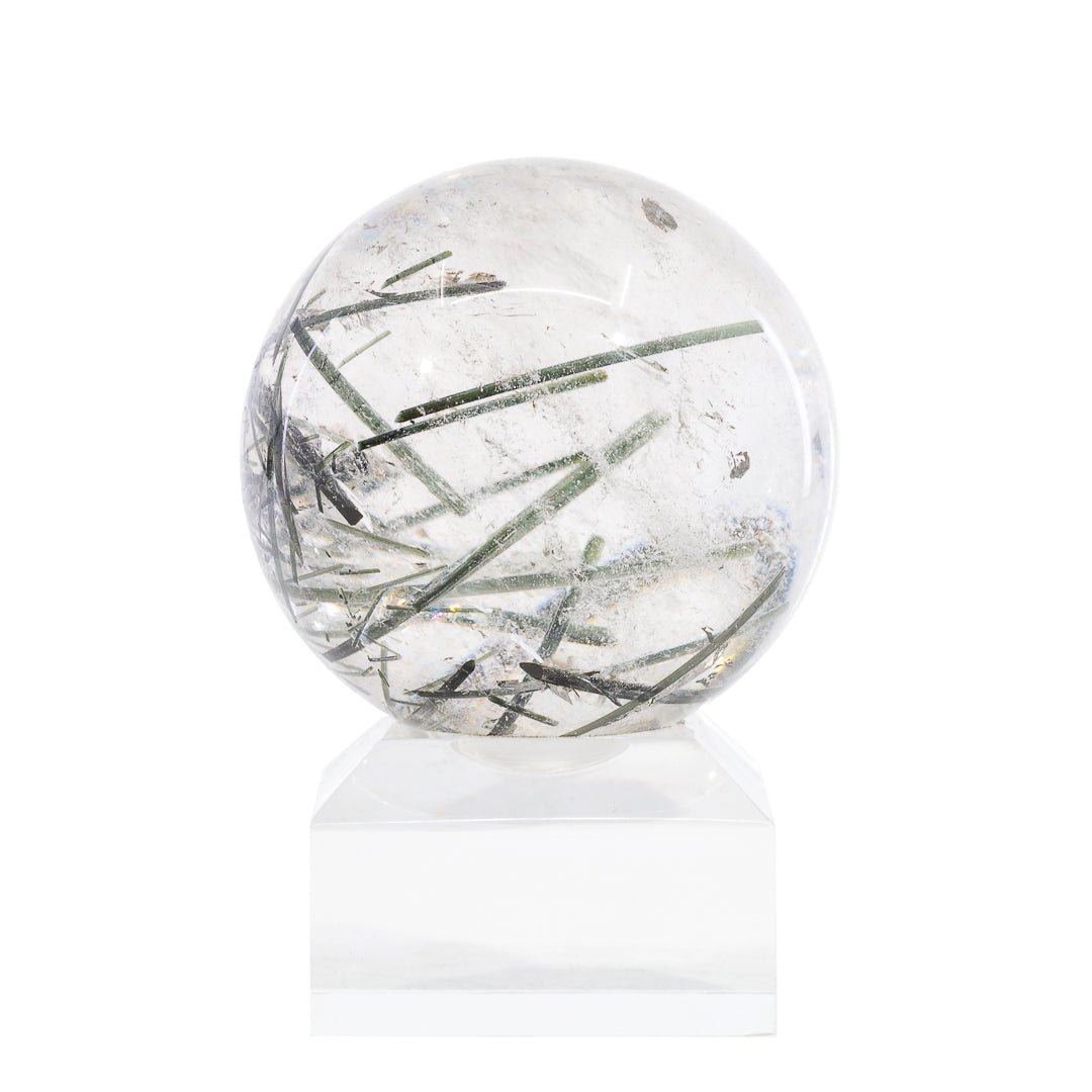 Green Tourmaline in Quartz 1.9 Inch 176.3 Gram Polished Crystal Sphere - KKL-076 - Crystalarium