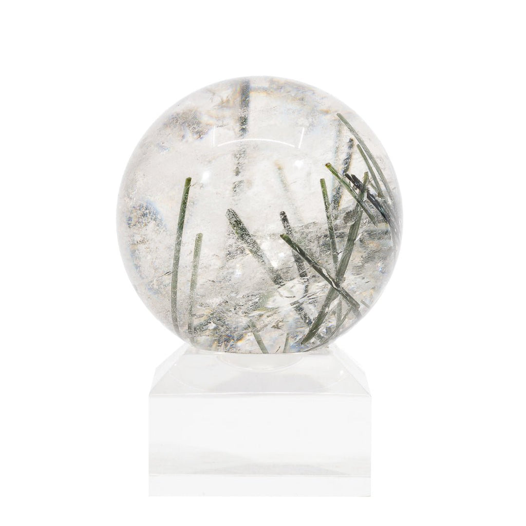 Green Tourmaline in Quartz 1.9 Inch 176.3 Gram Polished Crystal Sphere - KKL-076 - Crystalarium