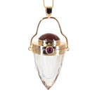 Quartz Faceted 81.34ct with Pink Tourmaline Handcrafted 14K Gemstone Vessel Pendant - HHO-024 - Crystalarium