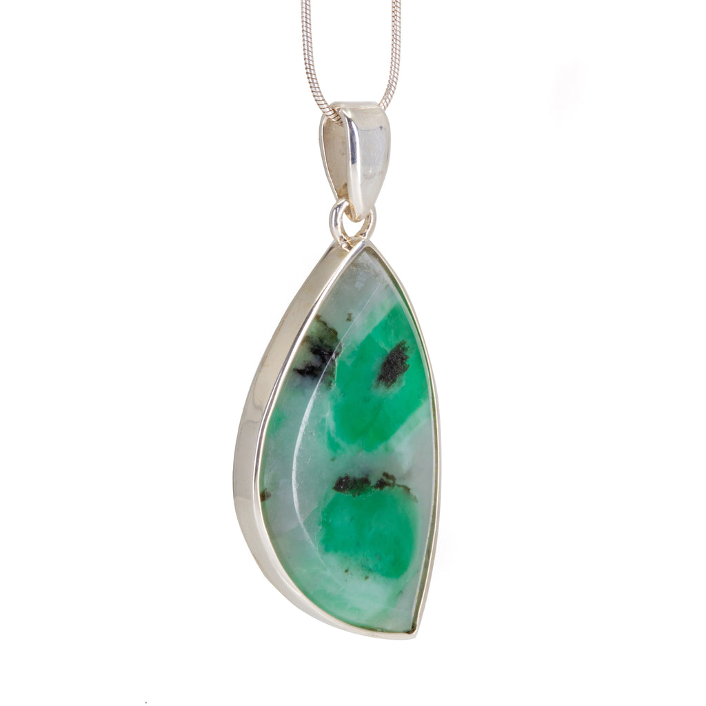 Emerald in Quartz 24.72ct Handcrafted Sterling Silver Pendant - HHO-069 - Crystalarium