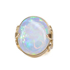 Ethiopian Opal 30.16 carat Handcrafted 18k Fleur De Lis Ring - HHO-153 - Crystalarium