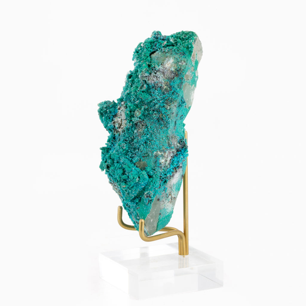 Quartz with Chrysocolla Overgrowth 4 inch 125gram Natural Crystal - Peru, La Tentadora - HHX-216 - Crystalarium