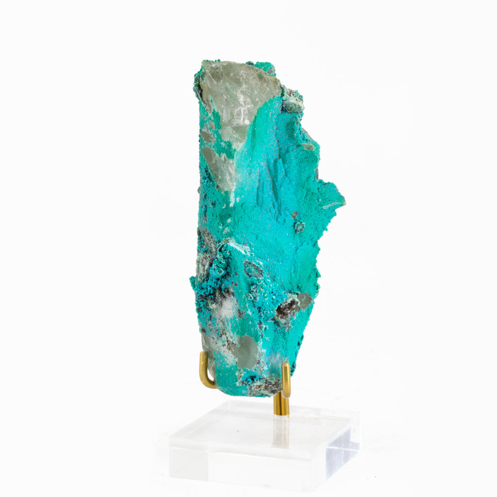 Quartz with Chrysocolla Overgrowth 4 inch 125gram Natural Crystal - Peru, La Tentadora - HHX-216 - Crystalarium