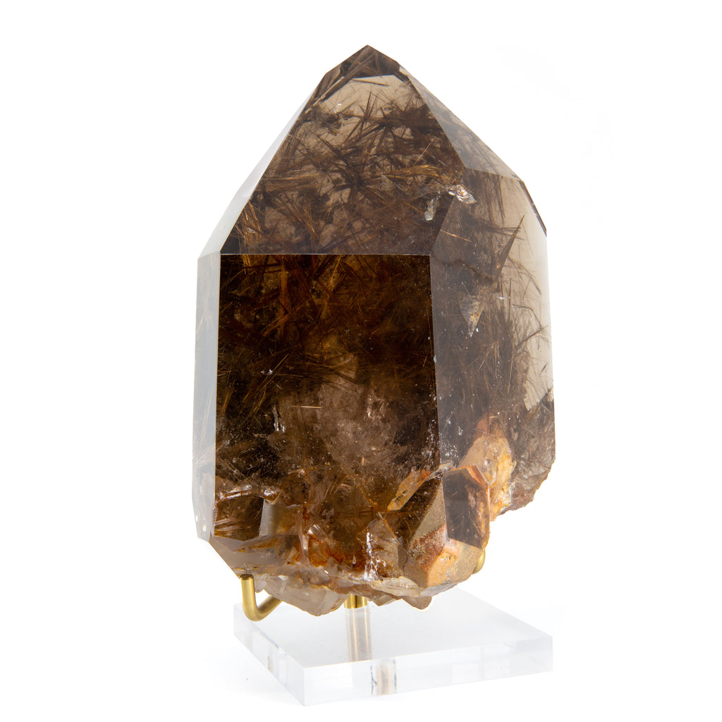 Smoky Star Rutilated 8 inch 6 lb Partial Polished Natural Crystal Point - Brazil - HHX-231 - Crystalarium
