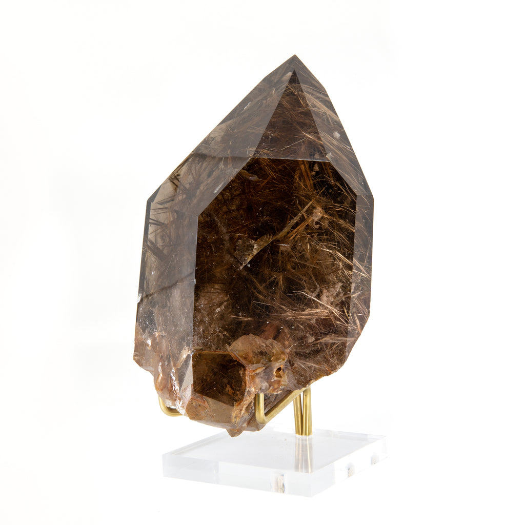Smoky Star Rutilated 8 inch 6 lb Partial Polished Natural Crystal Point - Brazil - HHX-231 - Crystalarium