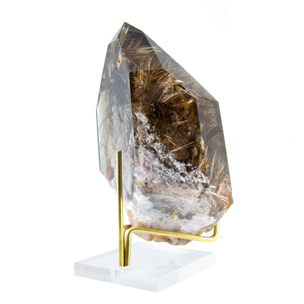 Smoky Star Rutilated 8 inch 6 lb Partial Polished Natural Crystal Point - Brazil - HHX-231 - Crystalarium
