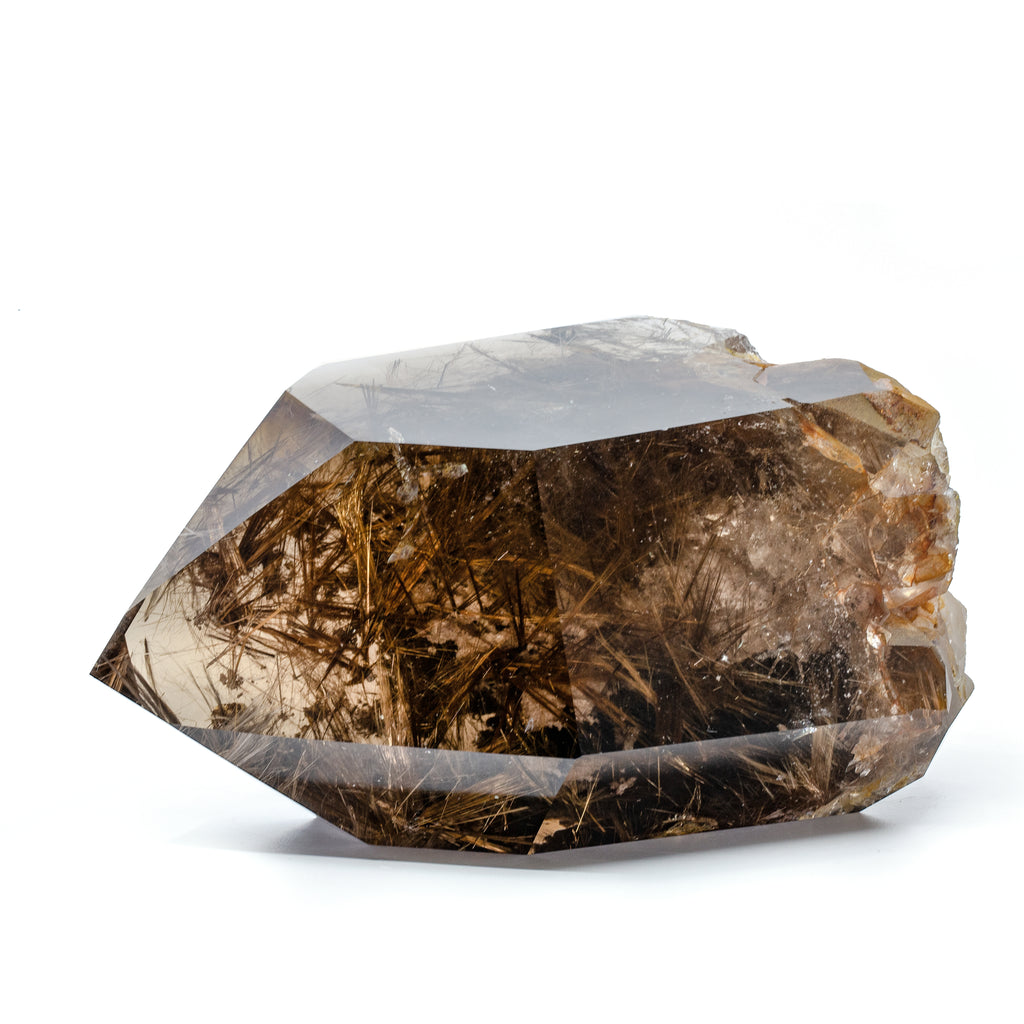 Smoky Star Rutilated 8 inch 6 lb Partial Polished Natural Crystal Point - Brazil - HHX-231 - Crystalarium