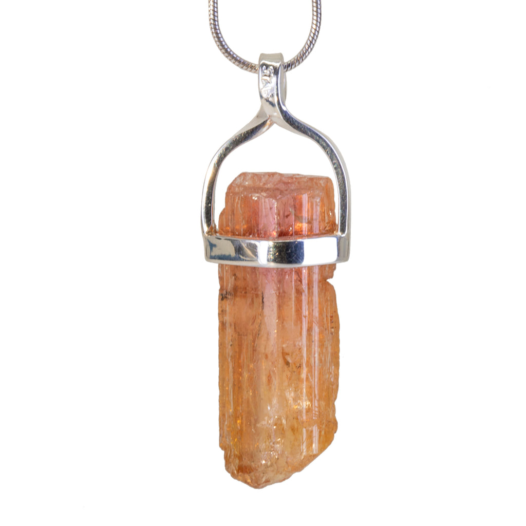 Imperial Topaz 20.76 Carat Natural Crystal Sterling Silver Handcrafted Twist Pendant - JJO-231 - Crystalarium