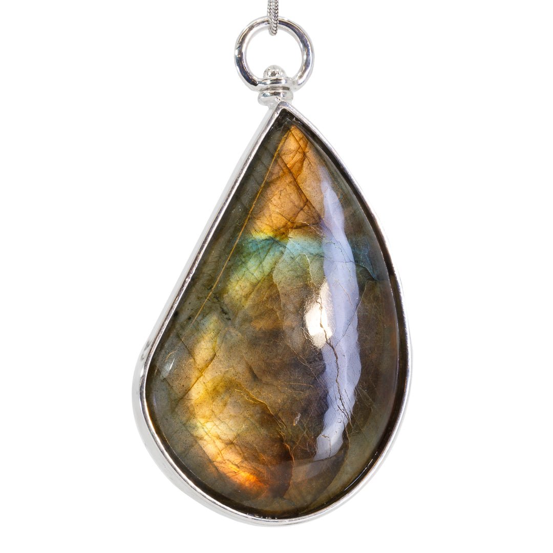 Labradorite 88.66 Carat Sterling Silver Handcrafted Swivel Pendant - KKO-016 - Crystalarium