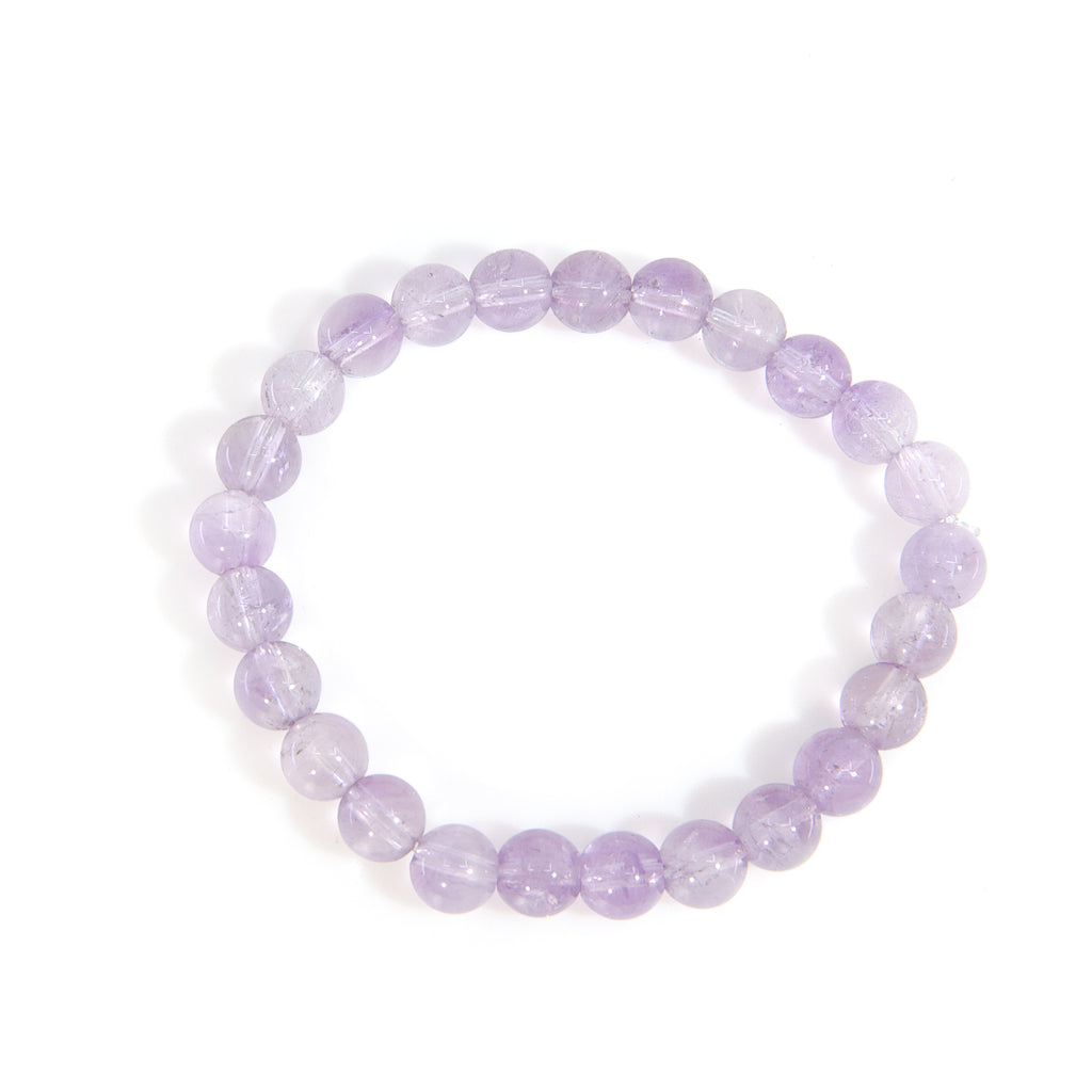 Lavender Amethyst 8mm Beaded Bracelet - JJW-058 - Crystalarium