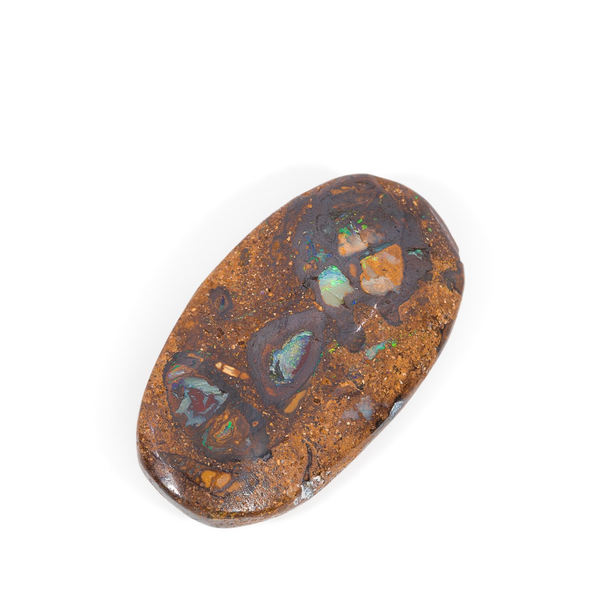 Boulder Opal 30.5mm 32.39 Carat Gemstone Cabochon - Lightning Ridge, Australia - JJV-044 - Crystalarium