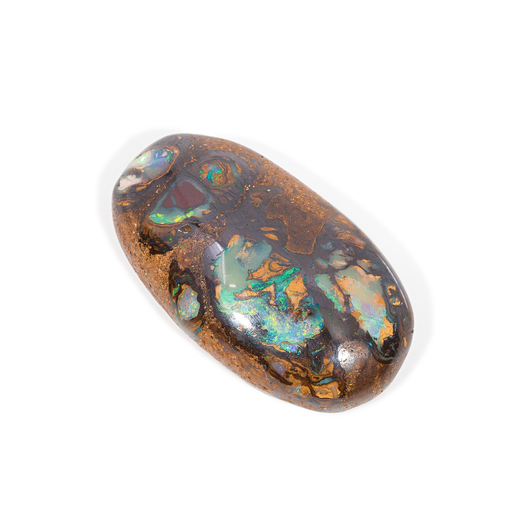 Boulder Opal 30.5mm 32.39 Carat Gemstone Cabochon - Lightning Ridge, Australia - JJV-044 - Crystalarium