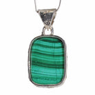 Malachite 18.41 mm 24.61 carats Rectangle Cabochon Sterling Silver Handcrafted Pendant - CCO-307 - Crystalarium