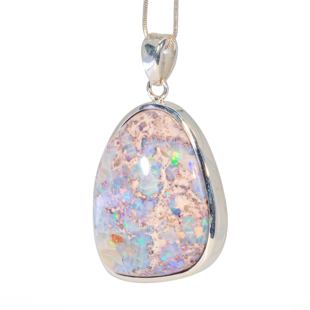 Mexican Matrix Opal 38.1 carat Handcrafted Sterling Silver Cabochon Pendant - JJO-144 - Crystalarium