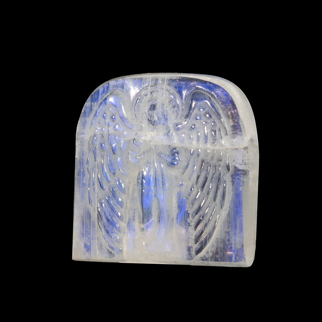 Blue Moonstone 44.5ct 23.6mm Natural Gemstone Angel Carving - JJF-003 - Crystalarium