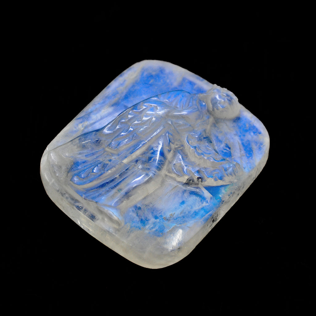 Blue Moonstone 22.22 mm 28.33 carats Natural Crystal Aphrodite Gem Carving - CCF-032 - Crystalarium