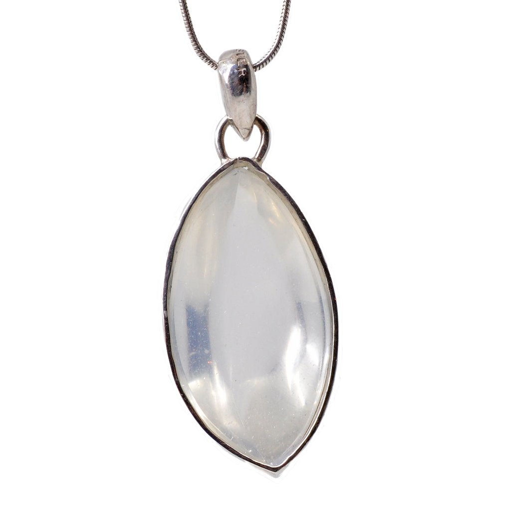 Blue Moonstone 28.06 mm 24.76 carats Cabochon Sterling Silver Handcrafted Gemstone Pendant - AAO-093 - Crystalarium